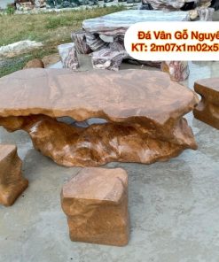 Bàn đá tự nhiên vân gỗ nguyên khối