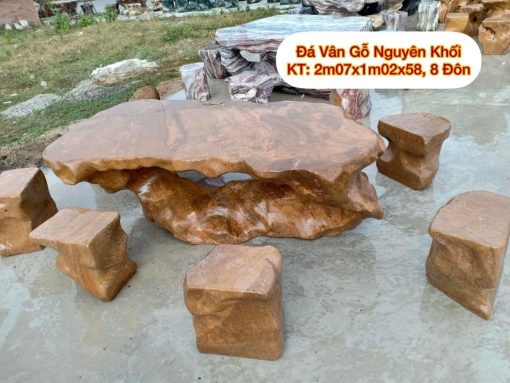 Bàn đá tự nhiên vân gỗ nguyên khối